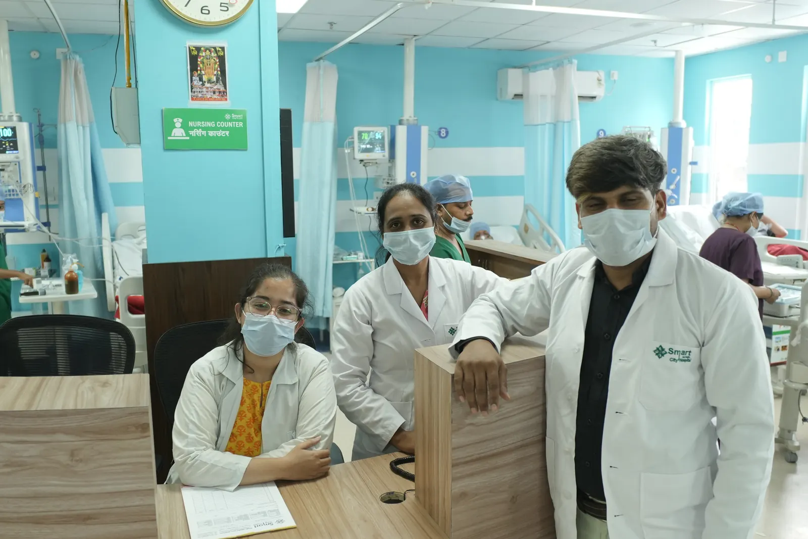 Doctors at the Smart City Hospital care desk